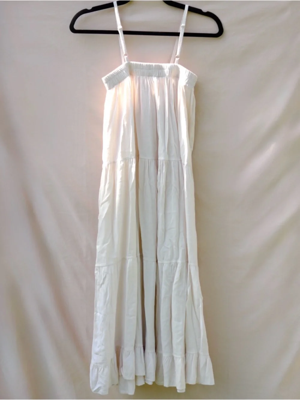 Boho Cream Maxi‎ Skirt / Midi Dress with Embroidered Accents